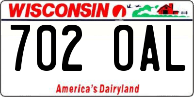 WI license plate 702OAL