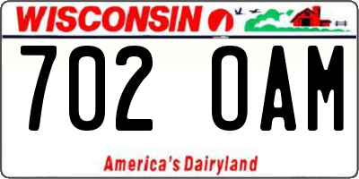 WI license plate 702OAM