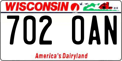 WI license plate 702OAN