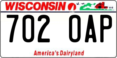 WI license plate 702OAP