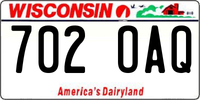 WI license plate 702OAQ