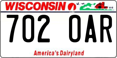 WI license plate 702OAR
