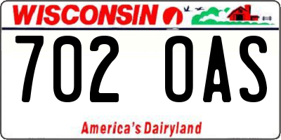 WI license plate 702OAS