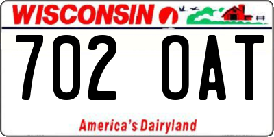 WI license plate 702OAT