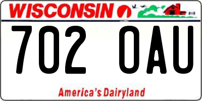 WI license plate 702OAU