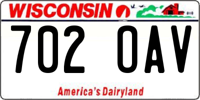 WI license plate 702OAV