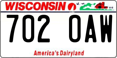 WI license plate 702OAW