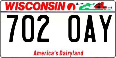 WI license plate 702OAY