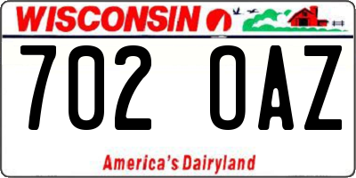 WI license plate 702OAZ