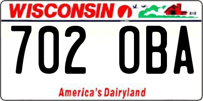 WI license plate 702OBA