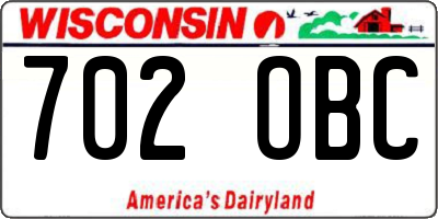 WI license plate 702OBC