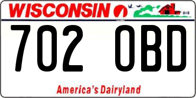 WI license plate 702OBD