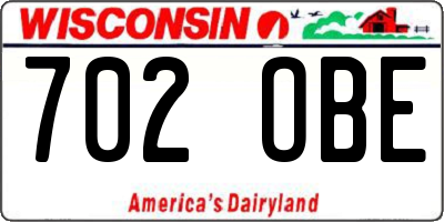 WI license plate 702OBE