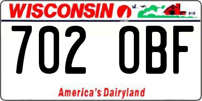 WI license plate 702OBF