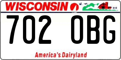 WI license plate 702OBG