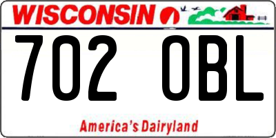 WI license plate 702OBL