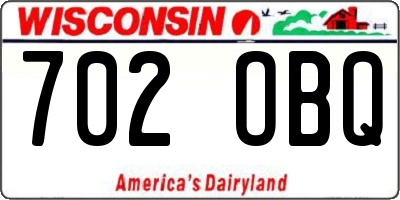 WI license plate 702OBQ