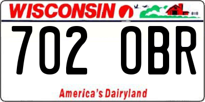 WI license plate 702OBR