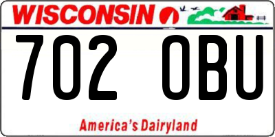 WI license plate 702OBU