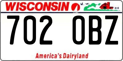 WI license plate 702OBZ