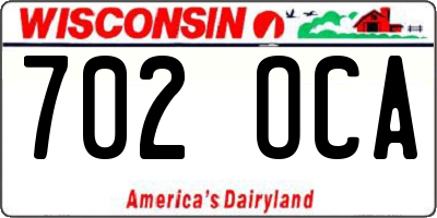 WI license plate 702OCA