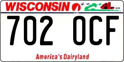 WI license plate 702OCF