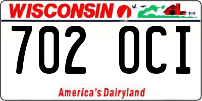 WI license plate 702OCI