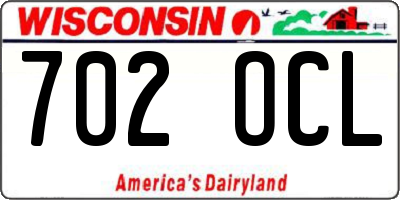 WI license plate 702OCL
