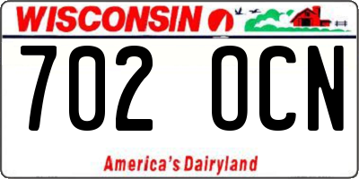 WI license plate 702OCN