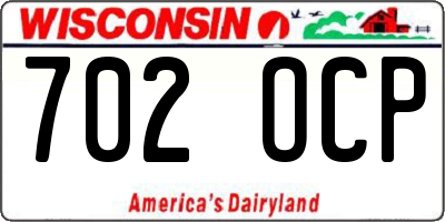 WI license plate 702OCP