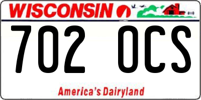 WI license plate 702OCS