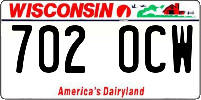 WI license plate 702OCW