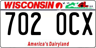 WI license plate 702OCX