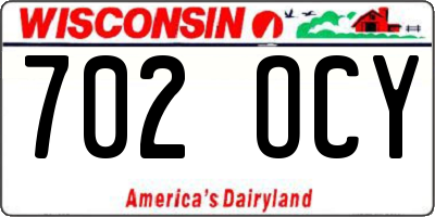 WI license plate 702OCY