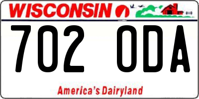 WI license plate 702ODA