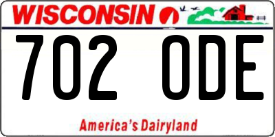 WI license plate 702ODE