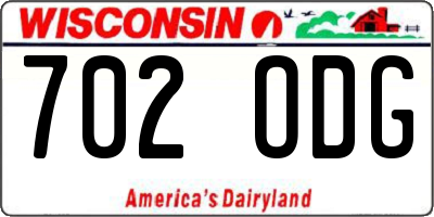 WI license plate 702ODG