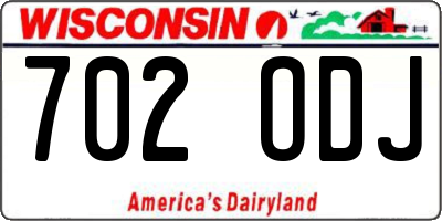WI license plate 702ODJ