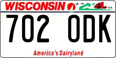 WI license plate 702ODK
