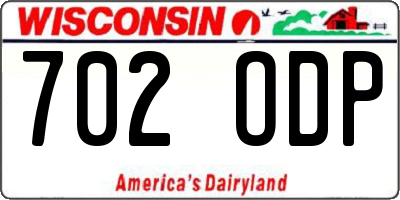 WI license plate 702ODP