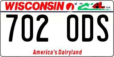 WI license plate 702ODS