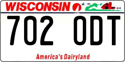 WI license plate 702ODT