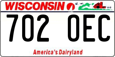 WI license plate 702OEC