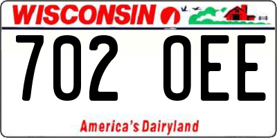 WI license plate 702OEE