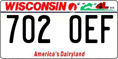 WI license plate 702OEF
