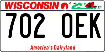 WI license plate 702OEK