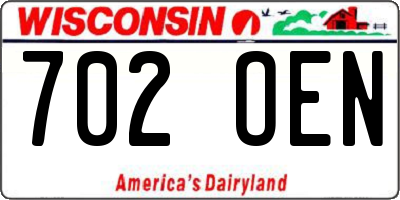 WI license plate 702OEN
