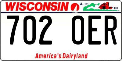 WI license plate 702OER