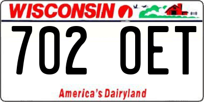 WI license plate 702OET