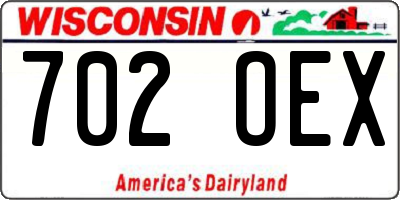 WI license plate 702OEX